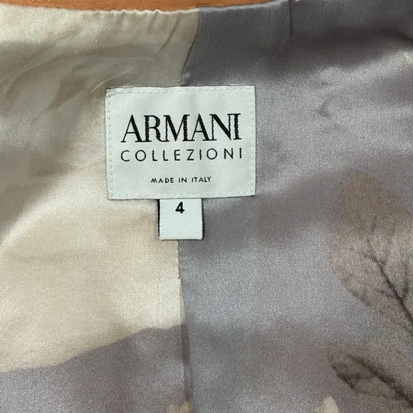 Armani Collezioni Lambskin Leather Jacket Silk Lined Peach Italy‎ Womens 4 - Picture 6 of 13